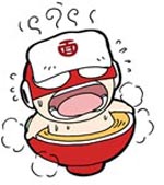 红色面碗的超人表情