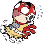 红色面碗的超人表情