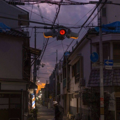 暗色系街景唯美背景图