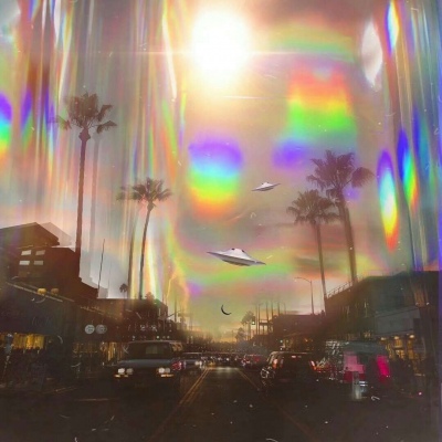 个性梦幻唯美紫色天空背景图