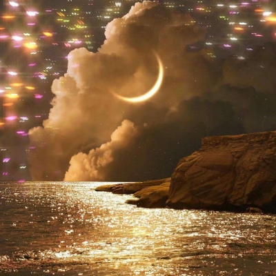 个性梦幻唯美紫色天空背景图