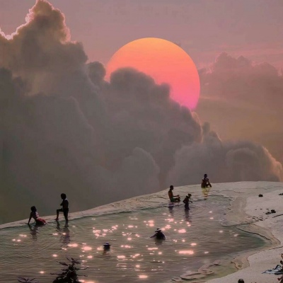 个性梦幻唯美紫色天空背景图