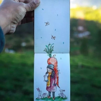 小清新意境插画背景图