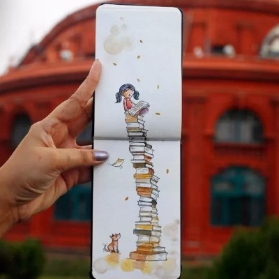 小清新意境插画背景图