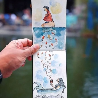 小清新意境插画背景图