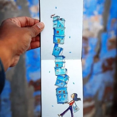 小清新意境插画背景图
