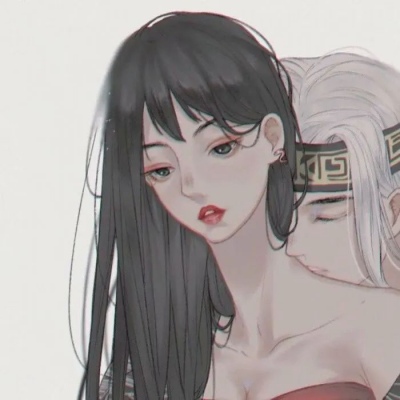 一对两张超拽手绘情侣头像