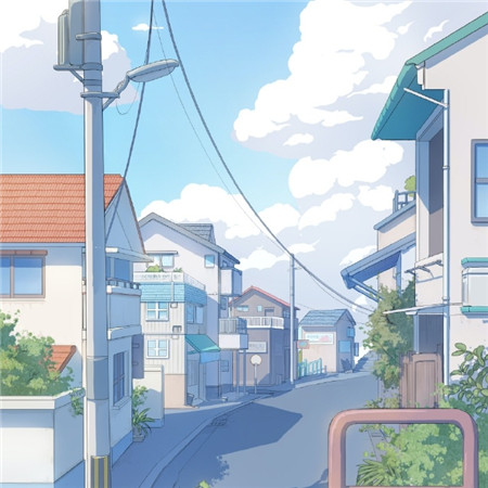 宫崎骏蓝色漫画下的蓝蓝夏日唯美梦幻微信聊天背景图