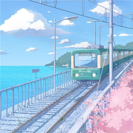 宫崎骏蓝色漫画下的蓝蓝夏日唯美梦幻微信聊天背景图