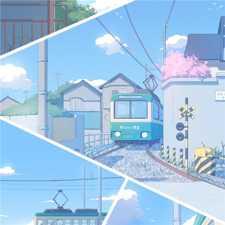 宫崎骏蓝色漫画下的蓝蓝夏日唯美梦幻微信聊天背景图