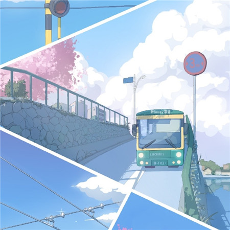 宫崎骏蓝色漫画下的蓝蓝夏日唯美梦幻微信聊天背景图