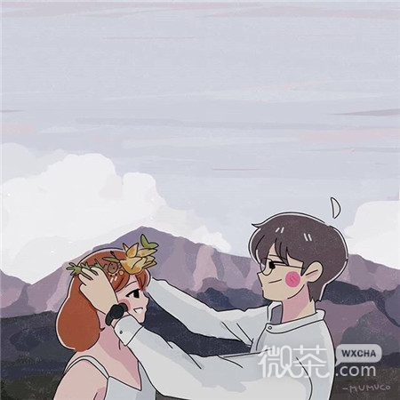 个性情侣二人卡通可爱空间素材