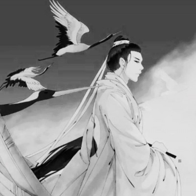 黑白动漫古风男生微信头像