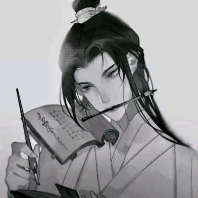 黑白动漫古风男生微信头像