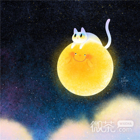 中秋节赏月的卡通月亮微信朋友圈背景图