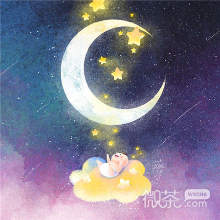 中秋节赏月的卡通月亮微信朋友圈背景图