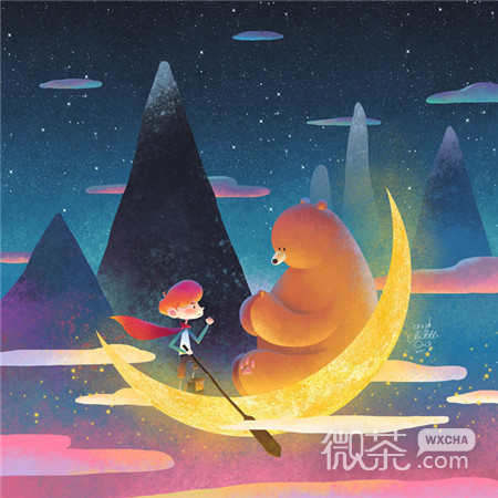 中秋节赏月的卡通月亮微信朋友圈背景图
