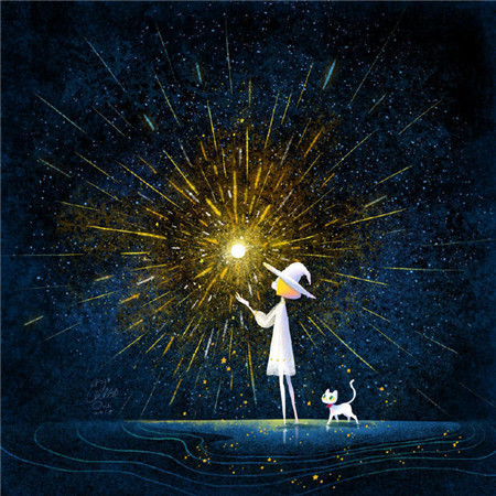 中秋节赏月的卡通月亮微信朋友圈背景图