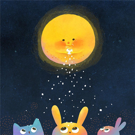 中秋节赏月的卡通月亮微信朋友圈背景图