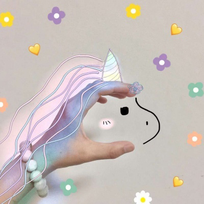 抖音网红最火拍照独角兽手势涂鸦微信头像