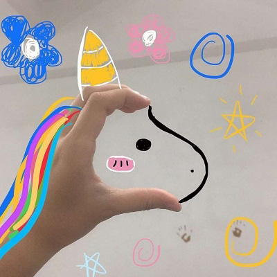 抖音最火拍照手势图独角兽微信素材图片