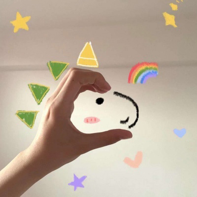 抖音最火拍照手势图独角兽微信素材图片