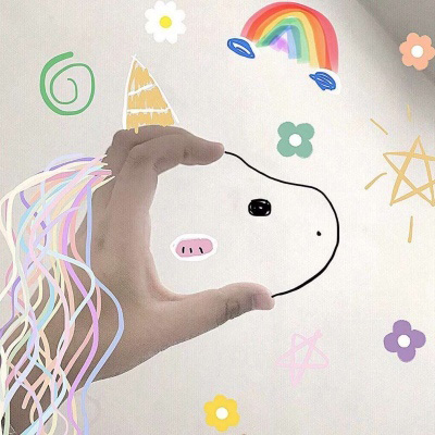 抖音最火拍照手势图独角兽微信素材图片