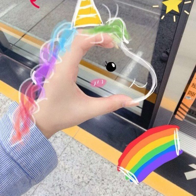 抖音网红最火拍照独角兽手势涂鸦微信头像
