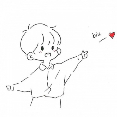 简单干净大方可爱手绘简约白底一对情侣微信头像