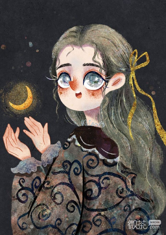 复古手绘女生微信头像