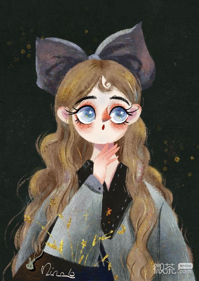 复古手绘女生微信头像