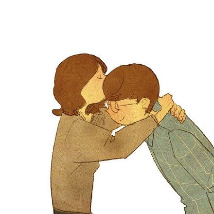 情侣手绘插画微信素材图片