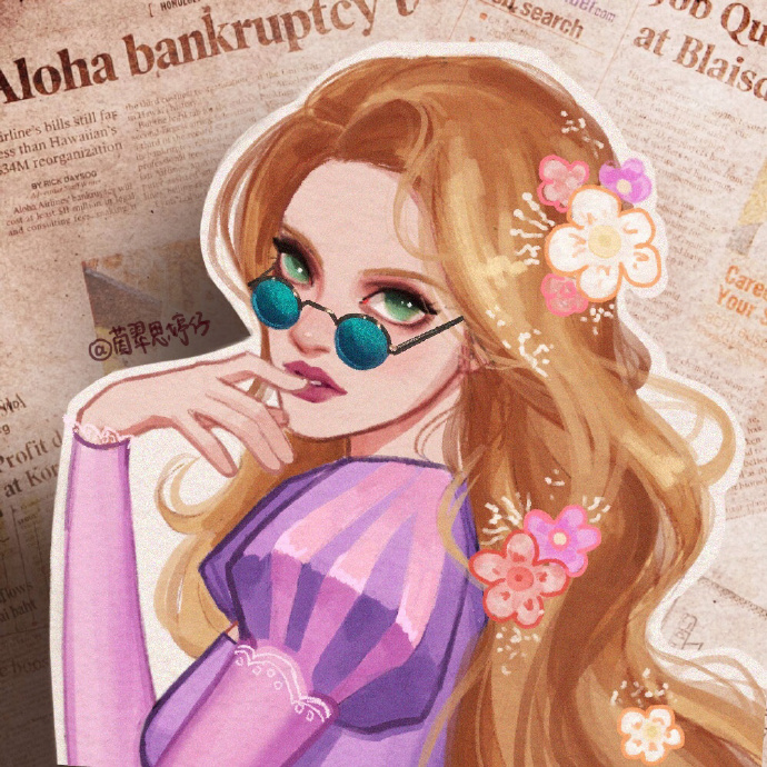 酷酷的迪士尼公主手绘微信头像