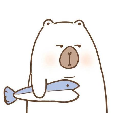 手绘卡通北极熊抓鱼可爱微信头像