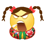 扎着小辫子穿着花棉袄的黄脸微信表情包