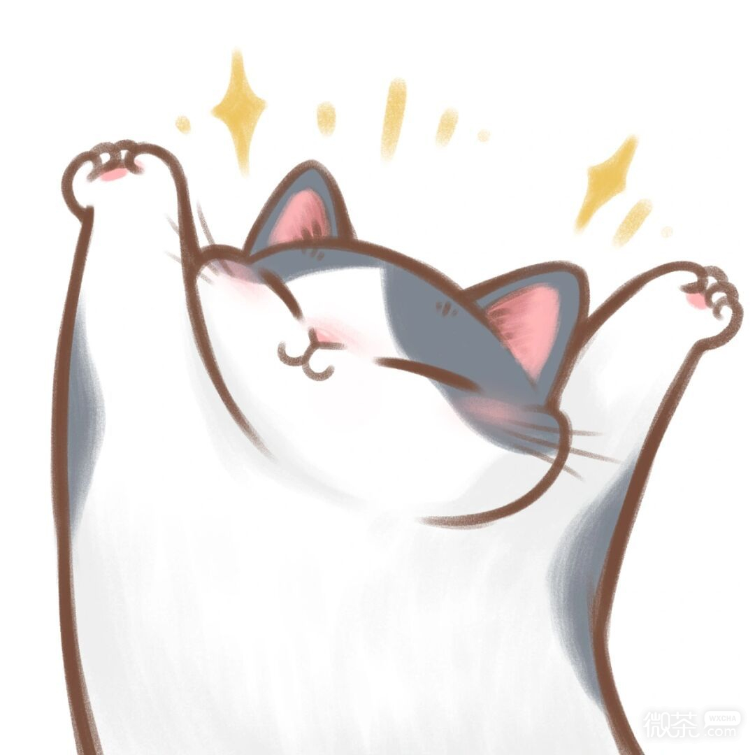 手绘卡通猫猫伸懒腰可爱微信头像