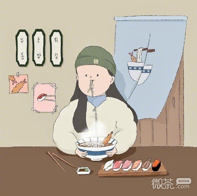 简单美丽的手绘可爱女孩微信素材图片