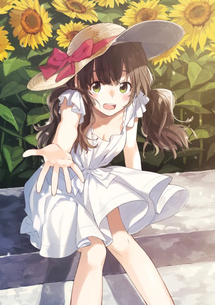 二次元向日葵美少女手机壁纸