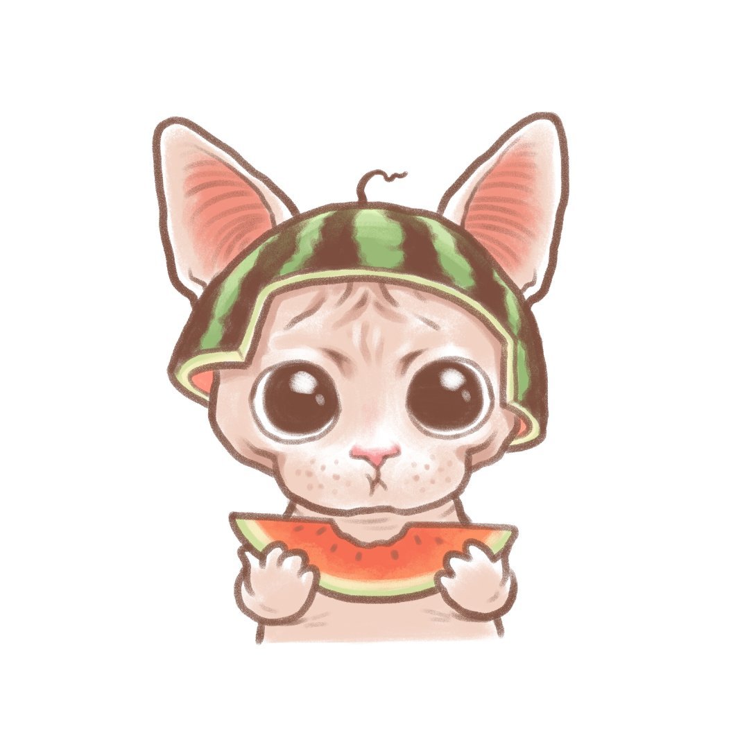 猫猫吃瓜可爱微信头像