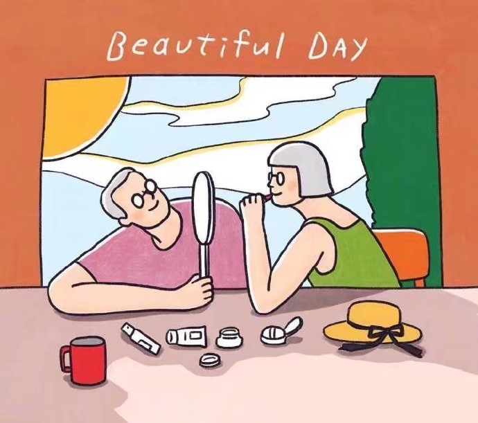 幸福甜蜜浪漫的插画微信聊天背景图