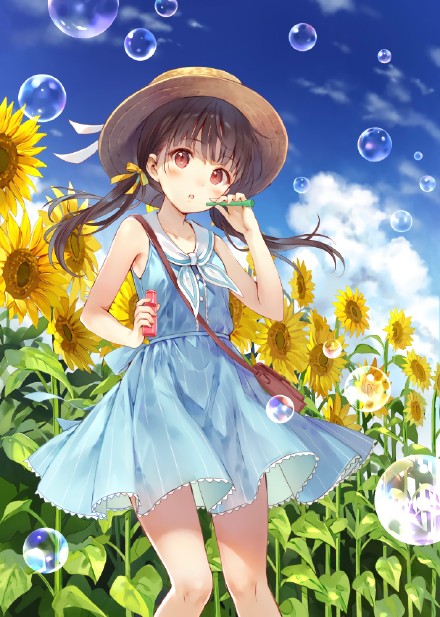 二次元向日葵美少女手机壁纸