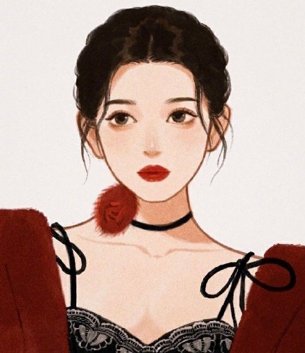 手绘气质美女微信头像