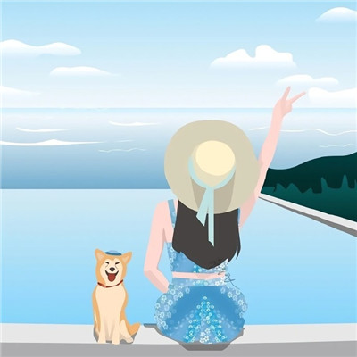 梦幻的插画风情侣微信头像