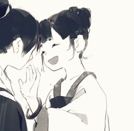 手绘古风情侣微信头像