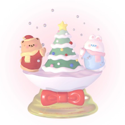 熊熊和兔兔圣诞节可爱手机壁纸