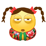 扎着小辫子穿着花棉袄的黄脸微信表情包