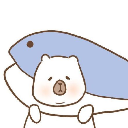 手绘卡通北极熊抓鱼可爱微信头像