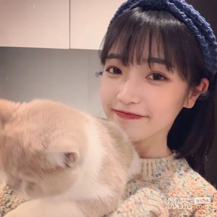 真人美女抱喵星人微信头像