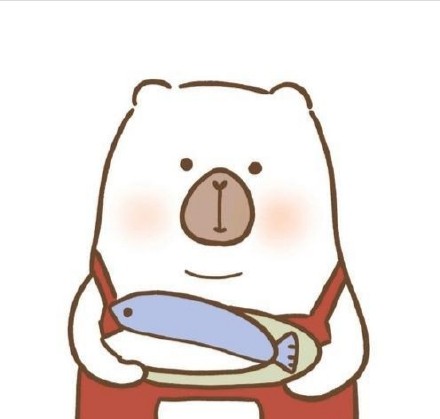 手绘卡通北极熊抓鱼可爱微信头像