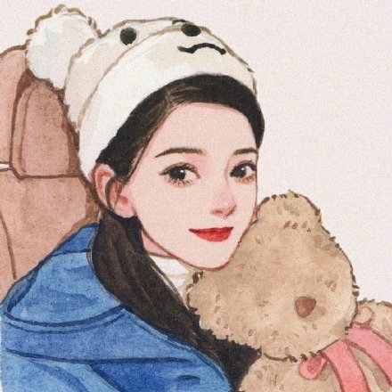 手绘气质美女微信头像